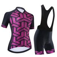 Ensemble de maillot de cyclisme personnalisé pour femmes, respirant, imprimé géométrique noir et blanc, manches courtes avec short à bretelles rembourré, design personnalisé