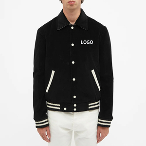 Custom Jean Varsity Jacket 100% algodón de manga larga Ropa de hombre Streetwear Custom Denim Jacket - Product Image 3