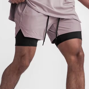 กางเกงขาสั้นตาข่ายสำหรับผู้ชายผ้าโพลีเอสเตอร์แบบมีเชือกรูดมีสองชั้น5นิ้วพิมพ์ซับลิเมชัน100% ตามสั่ง - Product Image 3