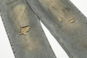 Jeans en denim à jambe large pour homme, style décontracté, style urbain, denim lourd uni, denim européen américain - Product Image 4