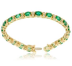 Tennis Bracelet Lab Grown Emerald Gemstone Sterling <b>Silver</b> 925 14K Gold Minimalist Jewelry for Women Handmade Gift for Girls - Product Image 3