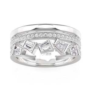 Jeulia Vintage Gold Plated Cluster <b>Ring</b> for Children Irregular Trapezoid Stainless Steel Inlay - Product Image 3