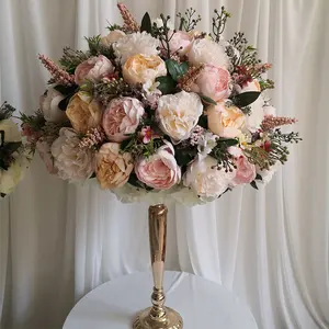 Fournitures de décoration de mariage personnalisées, centre de table boule de fleurs artificielles, centre de table en soie pour table de fête