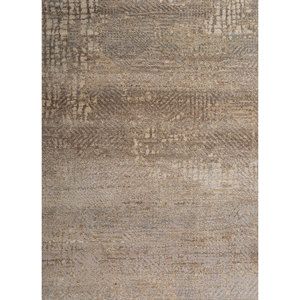 พรมขนสัตว์และไหมไผ่ถักมือสีเบจและสีน้ำตาล ขนาด 9x12 ฟุต รูปทรงสี่เหลี่ยมผืนผ้า สำหรับห้องนั่งเล่นหรือทางเดินในบ้าน-AKWB-3538 - Product Image 3