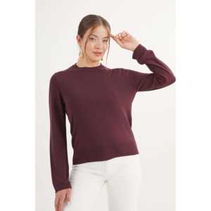 Pull col rond décontracté bordeaux en maille fine – Vente en gros - Product Image 4