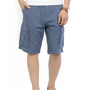 Shorts cargo pour hommes en coton 100% décontractés à la vente chaude avec plusieurs poches respirantes à séchage rapide noir uni - Product Image 5