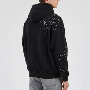 Sweat à capuche en polaire lourd de qualité supérieure avec logo personnalisé, strass, double capuche, taille plus, sweat à capuche pour hommes - Product Image 4