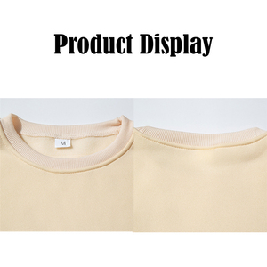 Sudadera con Cuello Redondo y Logotipo Personalizado para Hombre, 400 g/m², Felpa de Algodón Grueso, Antiencogimiento, Color Crema, Venta al por Mayor de Fábrica - Product Image 3