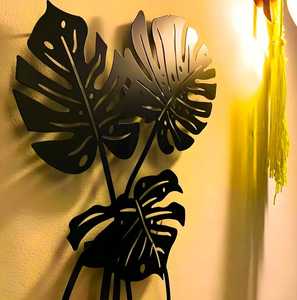 งานศิลปะติดผนังโลหะรูปใบไม้สีดำแบบกำหนดเองตามความต้องการสูง ขายดีที่สุดของผู้ค้าส่งออนไลน์บน Amazon งานศิลปะติดผนังแบบมีกาวในตัว ดีไซน์เรียบหรูสไตล์อาร์ตเดโค ทำจากเหล็ก - Product Image 6