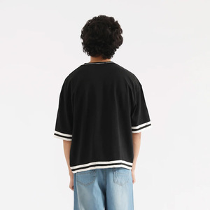 T-shirts pour hommes Marque d'impression personnalisée Respirant 100% coton T-shirts pour hommes Garniture contrastée de haute qualité T-shirts pour hommes - Product Image 2