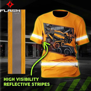 Chemise de sécurité à manches courtes haute visibilité ANSI Classe 1, imperméable pour le travail en extérieur, design réfléchissant de sécurité haute visibilité, durable - Product Image 4