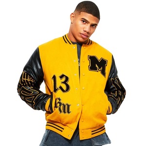 Mejor diseño Varsity Jacket Hombres con mangas de cuero Casual High School Letterman Béisbol Buena calidad Bomber Chaquetas para hombres - Product Image 5
