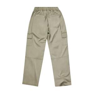 Pantalon Cargo utilitaire gris vert coupe décontractée pour homme avec finition brossée, ceinture élastique, design de poche fonctionnel - Product Image 6