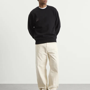 Custom 100 Cotton <b>Men</b> Heavyweight Oversized Classic <b>Black</b> Crewneck Sweatshirt Drop Shoulder <b>Men's</b> Sweatshirts - Product Image 4