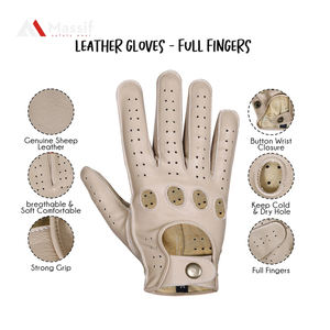 Nouveaux gants de conduite en peau de daim pour hommes de luxe en cuir véritable solide avec bouton poignet hiver gants chauds livraison gratuite - Product Image 4