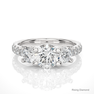 แหวนเพชร CVD ทรงแฟนซี สี E น้ำหนัก 1.28 กะรัต ความสะอาดระดับ VS  ทองคำขาว 14K ประดับเพชรสามเม็ด สไตล์โบฮีเมียน พร้อมใบรับรอง IGI - Product Image 5