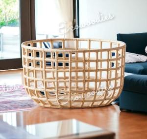 Cesta de mimbre de bambú antioxidante hecha a mano, ropa sucia tejida a mano, cesto de lavandería para la organización de la sala de estar - Product Image 1