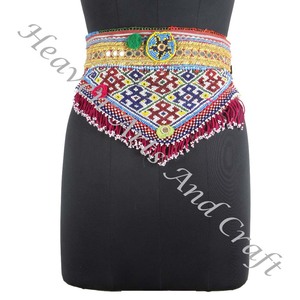 Ceinture vintage perle de danse du ventre ceinture traditionnelle afghane Kuchi Tribal BB040 Old Banjara Real Vintage Handmade Beaded Belts - Product Image 5