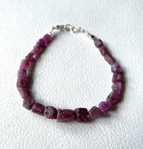 100% pulsera de rubí crudo Rosa Natural piedra de nacimiento de Julio cadena fina y joyería de eslabones con cuentas Idea de regalo 8-10 MM crudo - Product Image 2