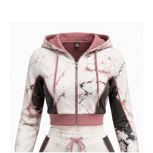 Sweat-shirts courts pour femmes en tissu doux de haute qualité avec pantalon, matière légère, coupe confortable pour les occasions décontractées et les activités de plein air - Product Image 3