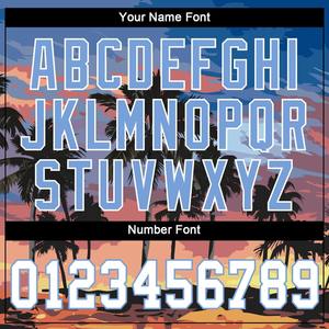 Maillot de baseball personnalisé bleu clair blanc-bleu clair motif 3D palmiers authentiques - Product Image 6