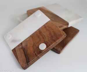Posavasos de piedra de mármol y madera natural con estilo con grabado láser para el hogar, cocina, restaurante, vajilla, decoraciones - Product Image 5