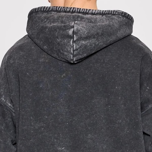 Sudadera con capucha de gran tamaño para hombre lavado con ácido, jersey de calle con capucha con cordón y bolsillo frontal, sudadera Vintage Unisex OEM - Product Image 6