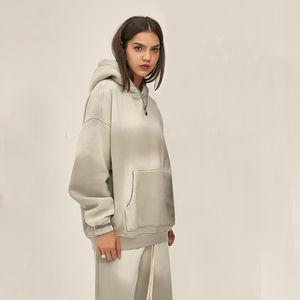 Prix d'usine direct femmes décontracté hiver mode lavage à l'acide respirant imprimé survêtement haut tendance solide motif en détresse - Product Image 2