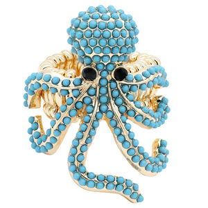 Romantic Trendy 18K Gold Plated <b>Cluster</b> Rings Brass Octopus Inlay with Clear <b>Crystal</b> Geometric Style - Product Image 3