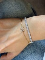 Bracelet personnalisé avec initiale en diamant de laboratoire, design nœud, serti clos en or 18 carats, certifié IGI, bijoux alphabet personnalisés OEM ODM