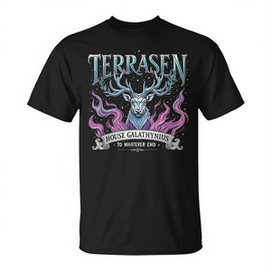 Camiseta Vintage Terrasen House Galathynius Fantasy Stag, diseño de arte de fantasía promocional de primera calidad - Product Image 2
