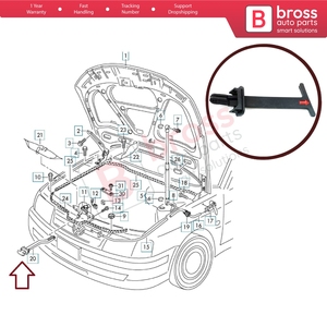 BSP1026 Bonnet Hood Latch Release Lever Pull Handle <b>Rod</b> 3B0823593D for Passat 2001-2005 - Product Image 5