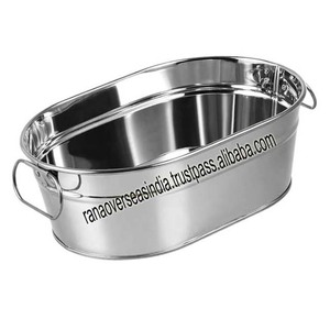 Bañera de hielo de forma ovalada lisa de la mejor calidad de acero inoxidable con asa para fiestas, bodas a bajo precio de proveedor de confianza - Product Image 6