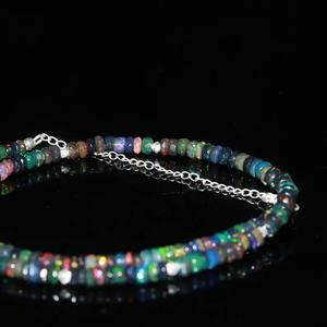 Ethiopian Fire Opal Faceted Rondelle Statement <b>Necklace</b> Custom Handmade 925 Sterling Silver Personalized LUSTRE Judaism - Product Image 1