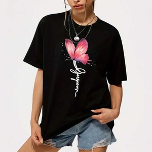 Camisetas de mujer 100% Camiseta de algodón Heavyweight Crew Neck Girls Camisetas para mujeres - Product Image 2