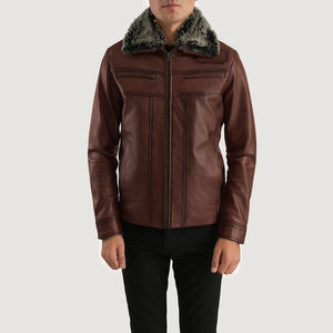 Veste en cuir pour homme de haute qualité 2026, sur mesure, avec col montant et logo frontal, tissu en toile, écologique, fabriqué au Pakistan - Product Image 4