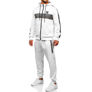 Chándal personalizado para correr, chándal de 100% poliéster, conjunto de mallas deportivas para gimnasio, chándales con capucha y cremallera completa para hombre - Product Image 5