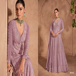 Chinon lourd de vêtements occasionnels à la mode avec fabricant de costumes Salwar de broderie de paillettes de l'Inde à des taux bon marché - Product Image 1