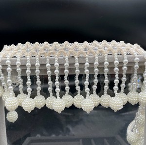 Pearls Dangling Beaded <b>Tassels</b> Lace <b>Trim</b> Pearls Fringe <b>Trim</b> For Dress Embellishments DIY Crafts Sewing Clothes Accessories - Product Image 2
