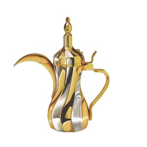 Luxury Hotel Restaurant Catering Serving <b>Stainless</b> <b>Steel</b> Arabic Tea <b>Pot</b> Kettle <b>Set</b> Shiny Finishing Brass Tea <b>Pot</b> Dallah <b>Set</b> - Product Image 3