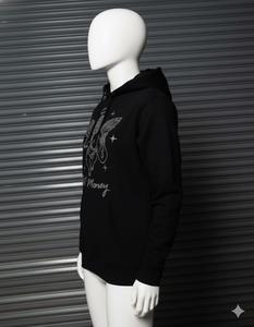 Sweat à capuche zippé en molleton lavé avec strass, prix direct usine, design personnalisé, respirant pour homme, hiver - Product Image 5