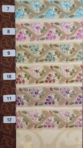 Cintas bordados y encajes a máquina, hechos a medida, en varios diseños y colores para vestidos de novia, en diseño floral multicolor. - Product Image 4