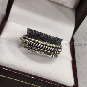 Large bande Spinner bague de méditation en argent sterling 925 bague de pouce pour femme Fidget bijoux faits à la main Fine anxiété bague Spinner pour hommes - Product Image 1