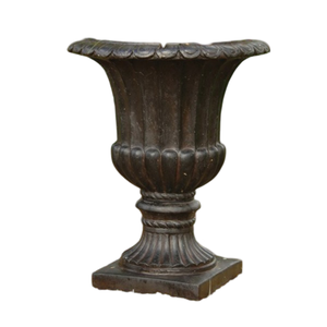 Pot de fleur d'urnes de jardin en métal de finition de patine verte antique avec le piédestal pour le pot décoratif de plantes en métal de jardin extérieur - Product Image 4