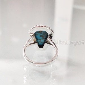 Women's <b>Ring</b> Natural Coffin Blue Copper <b>Turquoise</b> Gemstone December Birthstone Christmas Gift Handmade 925 Sterling Silver <b>Ring</b> - Product Image 5