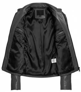 Chaqueta de Motociclista de Piel de Cordero Suave, Ajustada, Estilo Café Racer, de Cuero Genuino Gris para Mujer, Forro de Algodón, Ecológica, Elegante e Informal - Product Image 3