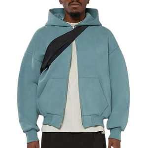 Sweat à capuche unisexe à fermeture éclair intégrale, style boxy, poids lourd, streetwear, OEM personnalisé, coton - Product Image 4