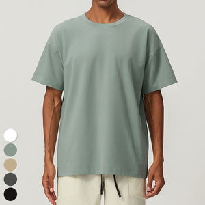 Camiseta de algodón 100% de tela transpirable suave Unisex manga corta cuello redondo clásico estilo liso OEM - Product Image 3