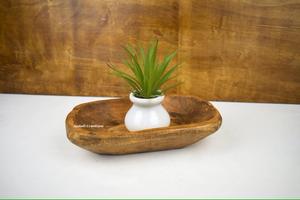 Tazón de masa de madera Vintage marrón tallado a mano bandeja de madera decorativa rústica para cocina de granja, centro de mesa, decoración del hogar - Product Image 3