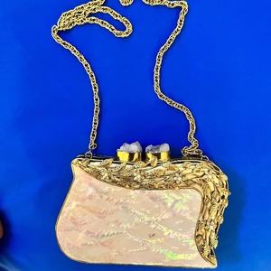 Exclusif nacre laiton métal classique fait à la main coquille mosaïque pochette sac à main pour les femmes écologique raffiné mode - Product Image 1